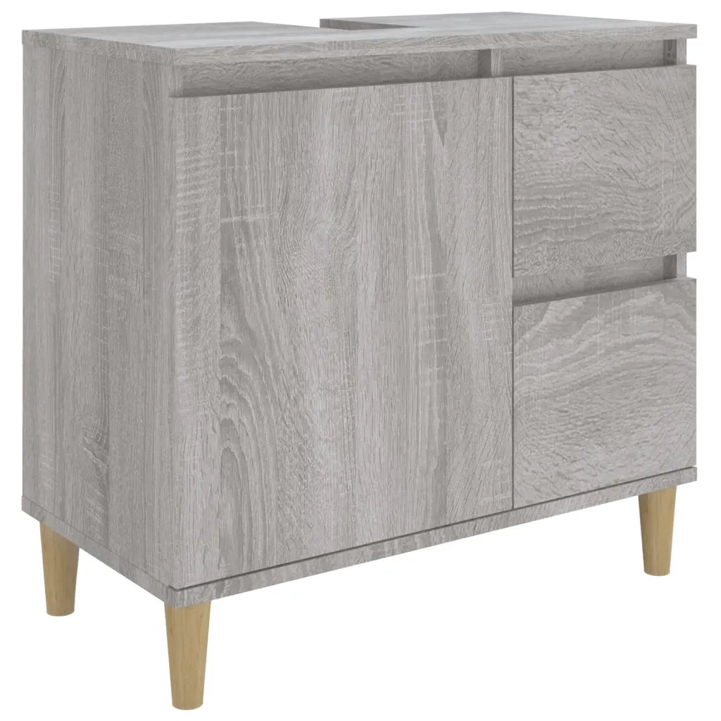 Set Mobili da Bagno | Armadio da bagno 3 pz Grigio Sonoma in Legno Multistrato