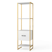 Scaffale portaoggetti sottile in metallo con cassetto di grande capacità stabilizzato design moderno 45 x 35 x 160 cm metallo bianco 20_0014775