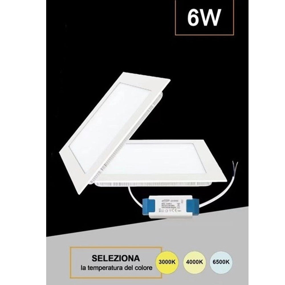 Trade Shop - Pannello Smd Led Quadrato Incasso 6 W Con Driver Cct 3000k 4000k 6500k P105-q3c -