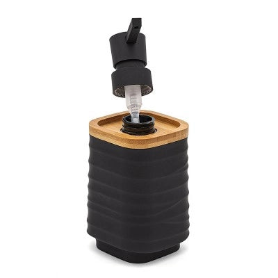 Dispenser sapone da appoggio nero in abs e bambù Wave