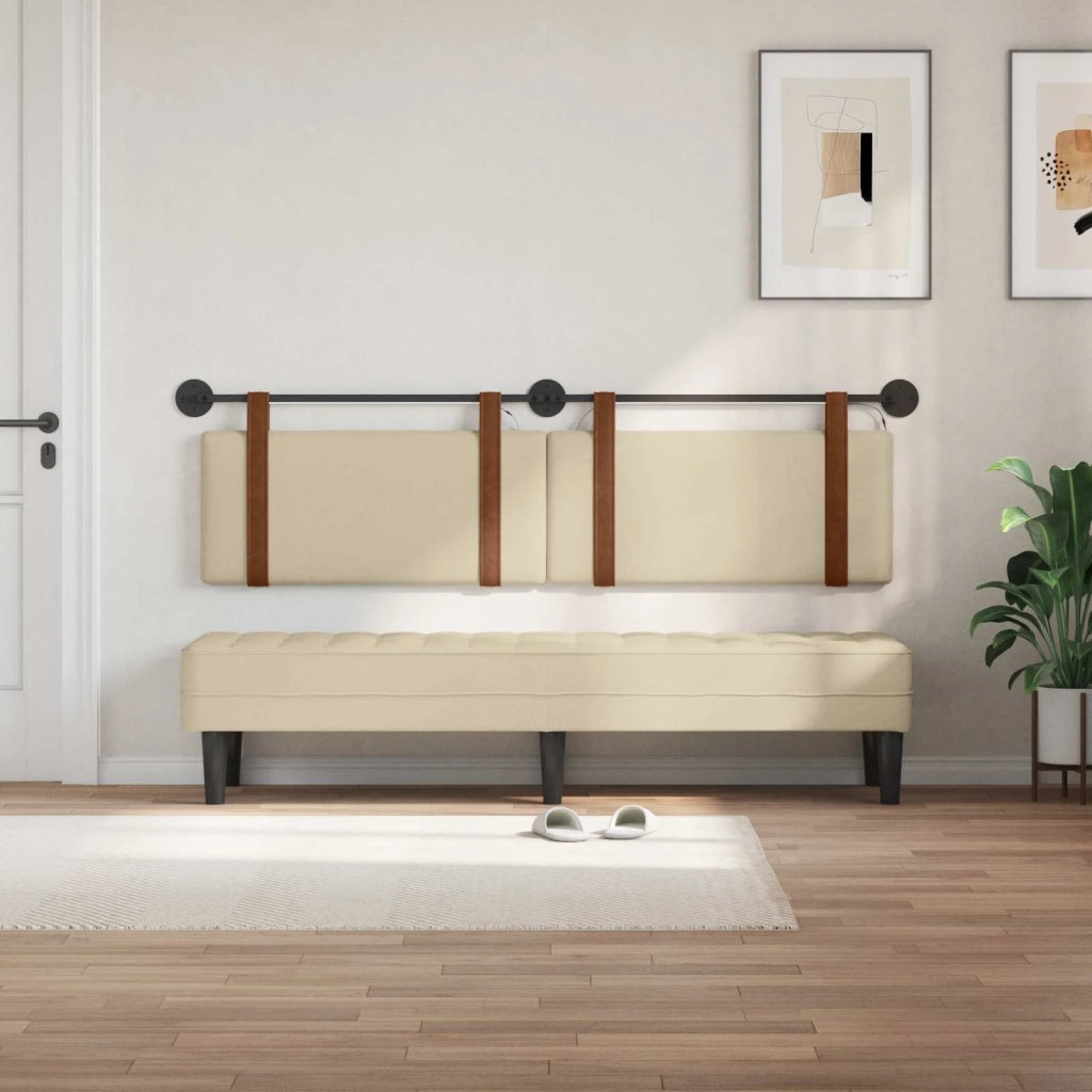 Testiera sospesa Con luce LED Crema PU Antico 3424021