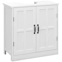 kleankin Mobile sottolavabo bagno mobile vasca con doppia porta e ripiano regolabile, 60x30x60cm, bianco