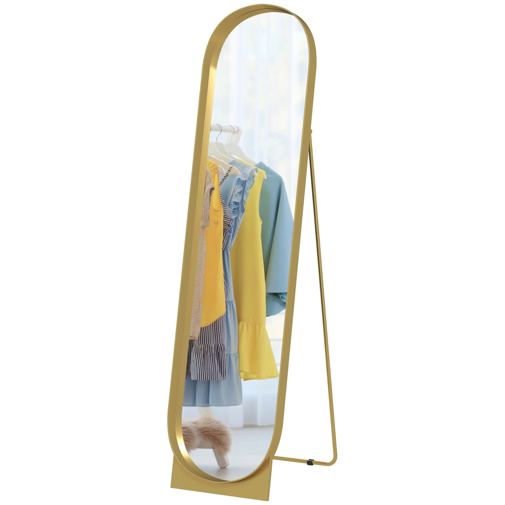 Specchio da Terra Moderno con Telaio in Metallo ¨C zephmum ¨C Oro 40x150 cm