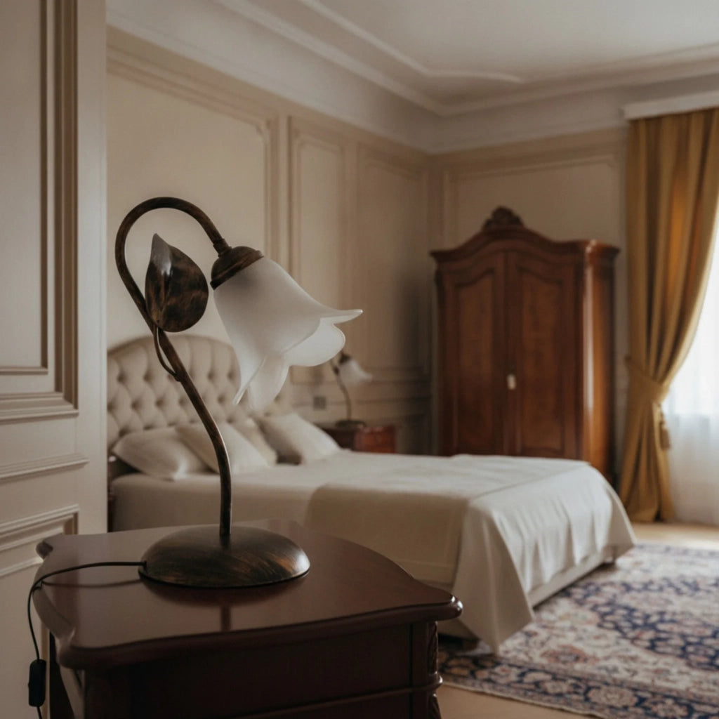 Lampada da Tavolo Limone 1 Luce Marrone e Bianco LuceArt Classic