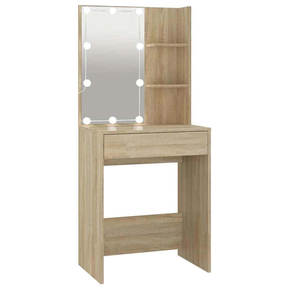Dressing Table With LED Lighting, Sonoma Oak, 60x40x140 Cm