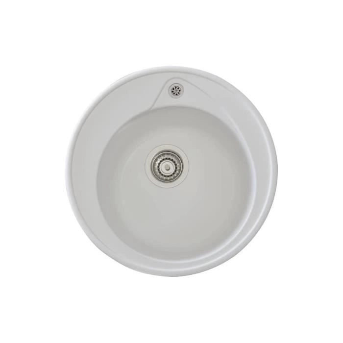 STRADOUR Lavello da incasso in RONDA, in SMC WHITE UNI - 17, 1 vasca, dim.  49 cm, svuotamento manuale