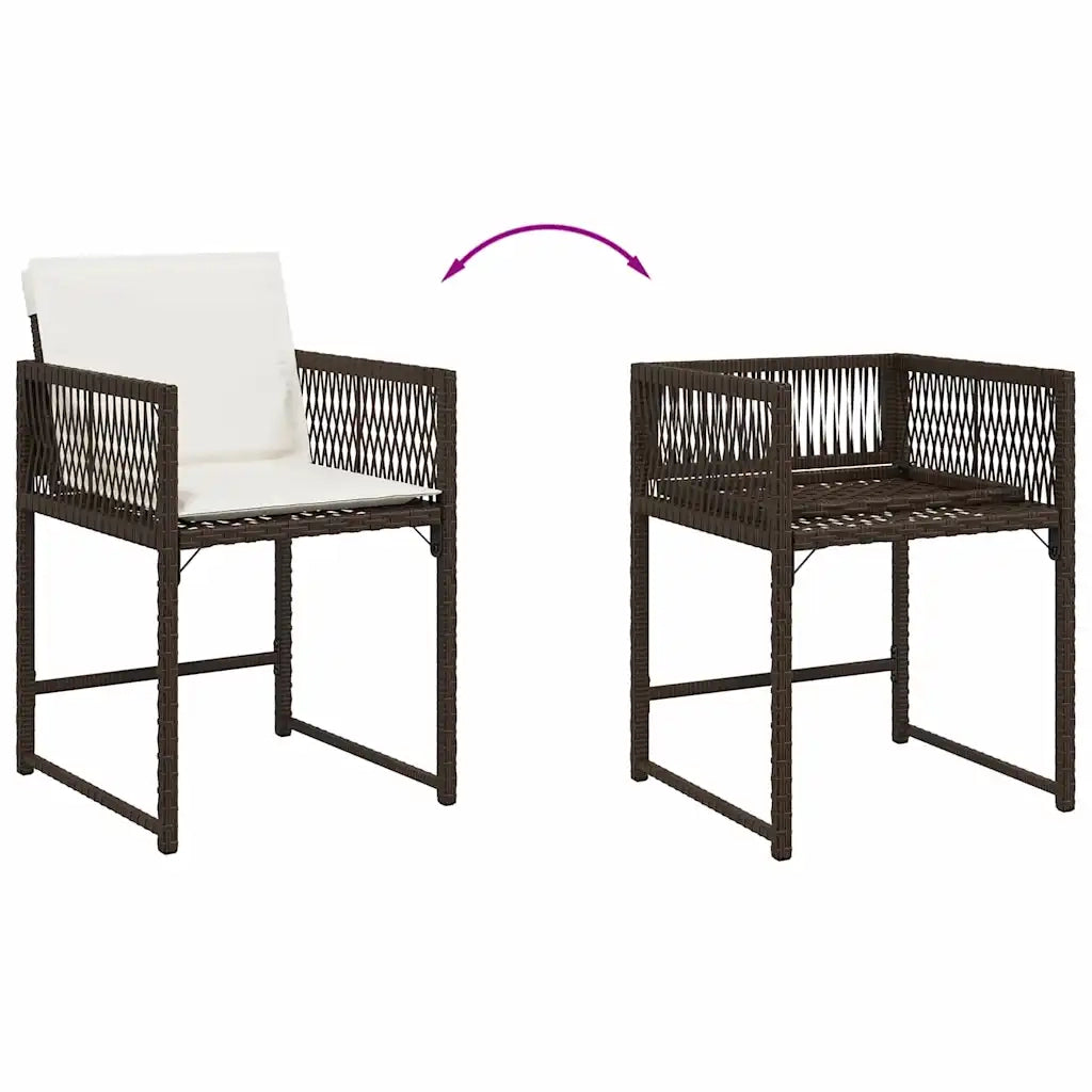 Sedie da Giardino con Cuscini 4 pz | Sedie da Esterno Marroni in Polyrattan