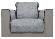 Copridivano con Copri Braccioli Seduta 60 cm in Poliestere Grigio Scuro