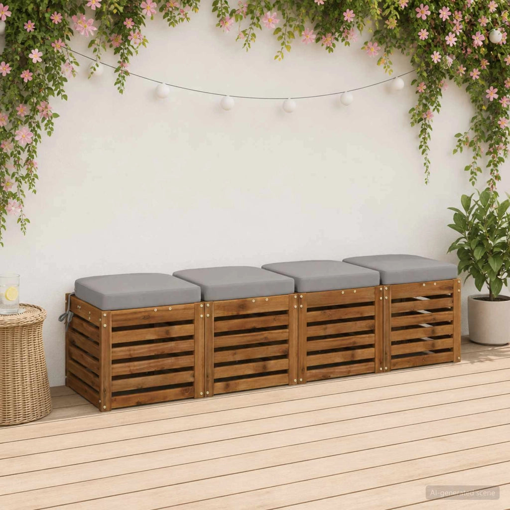 Cuscini per Sedia in 4 Pezzi SOEST 4 pcs 100% Poliestere Grigio 945204