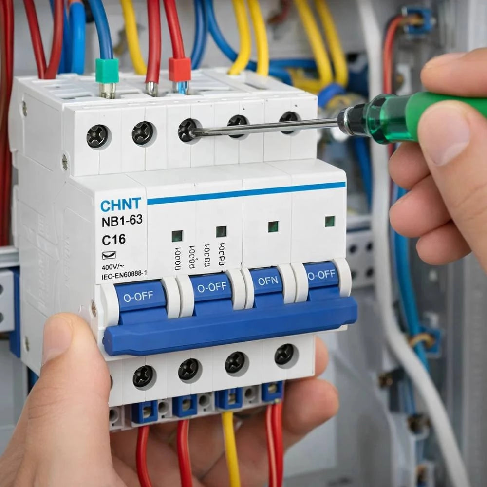Interruttore magnetotermico 4p 6ka curva c chint serie nb1-63 da quadro din *** ampere 16 ampere, confezione 1