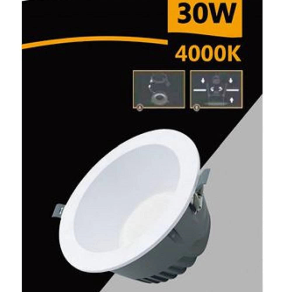 Trade Shop - Faretto Smd Led Da Incasso Rotondo 30w 3000lumen Luce Bianca 6500k 4000k Gl-ag30 -