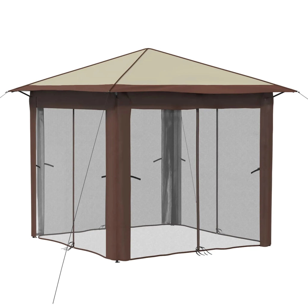 Gazebo con 4 Pareti 2,6 x 2,6 m Crema e Marrone 42036804