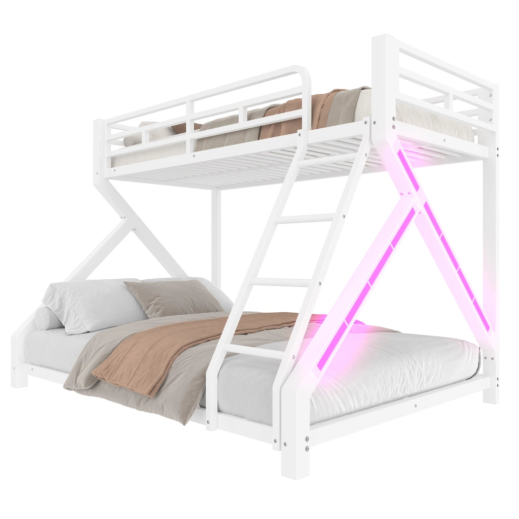 LETTO A CASTELLO PER BAMBINI 90x200 cm/140x200 cm in metallo bianco con LED