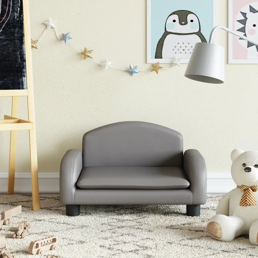 Divano | Divano da soggiorno | Sofa per Bambini Grigio 50x40x30 cm in Similpelle