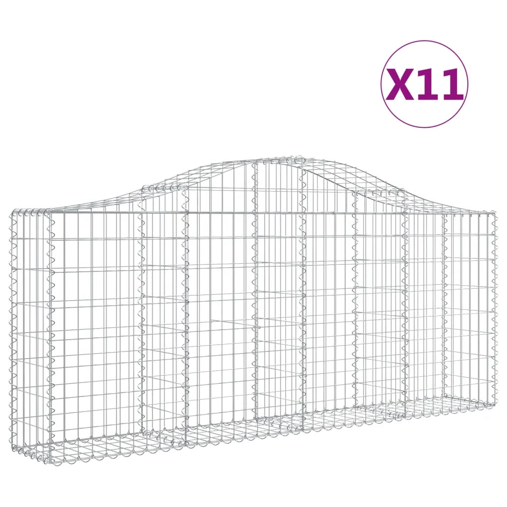 Cesti Gabbioni ad Arco 11 pz 200x30x80/100 cm Ferro Zincatocod mxl 75943