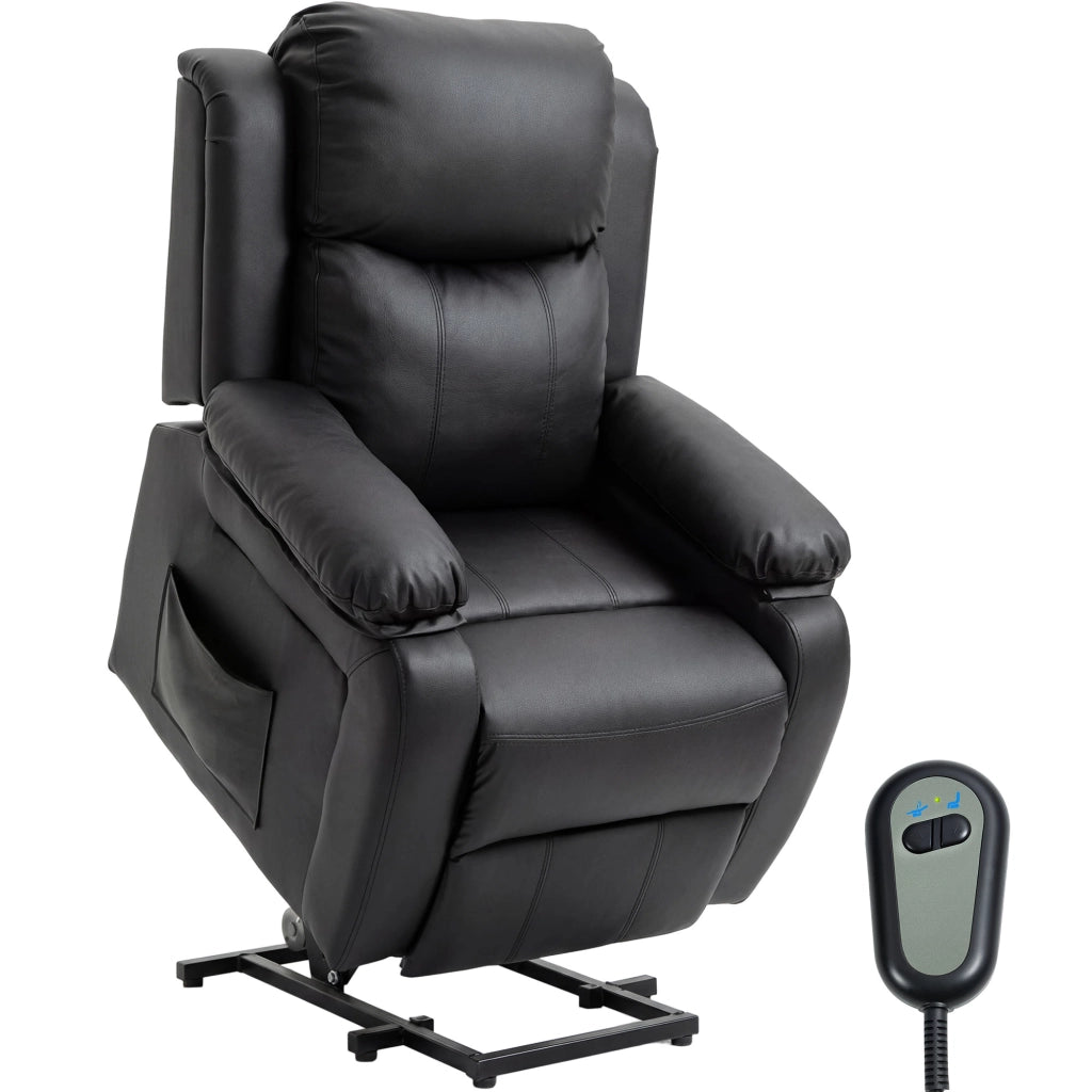Poltrona Reclinabile Elettrica Massaggiante con Tappetino e Telecomando ¨C Zephmum ¨C Nero 76x90x105cm