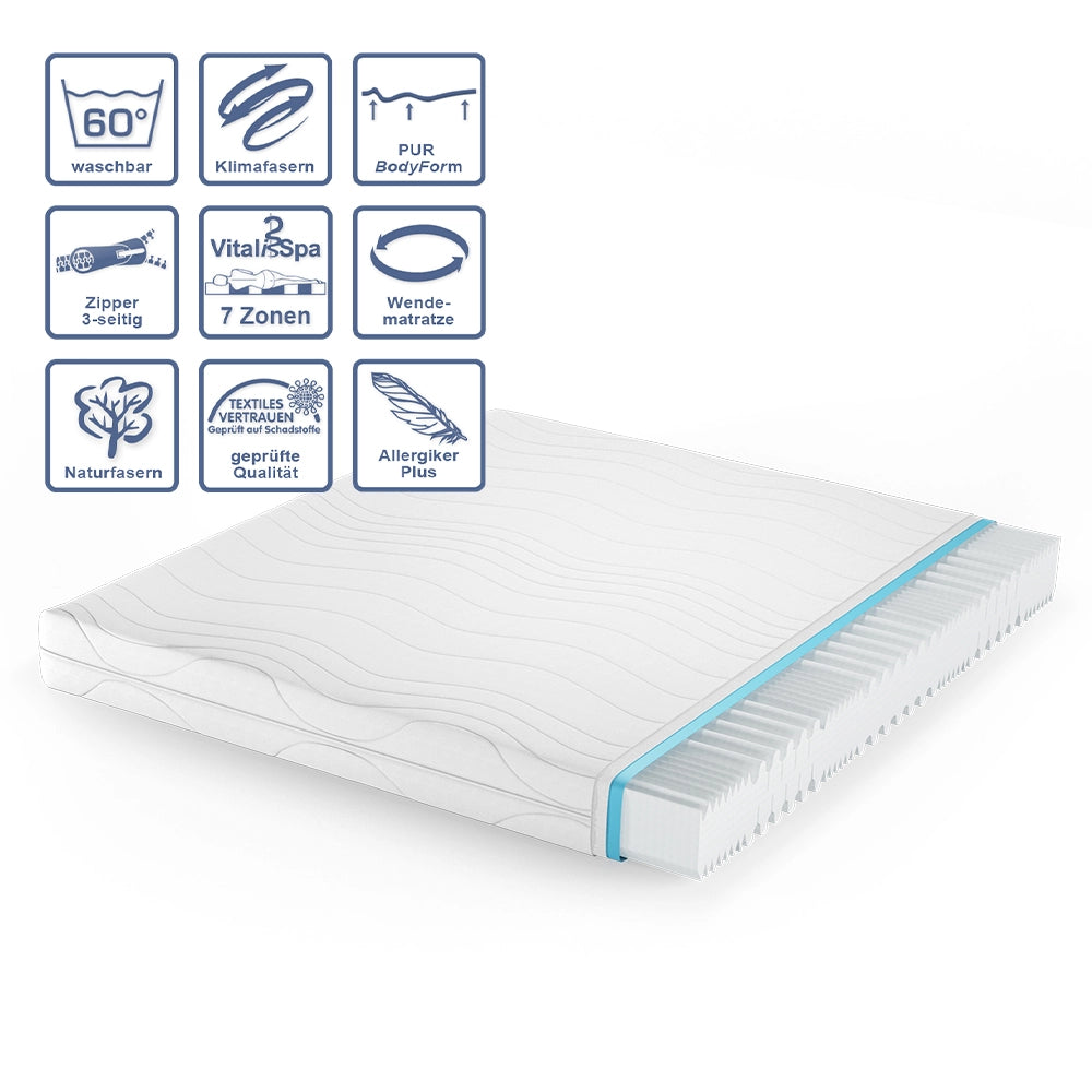Vitalispa Materasso in schiuma fredda Bianco 180 x 200 cm 20 cm di altezza
