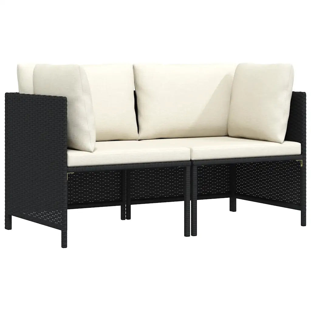 Divano da Giardino a 2 Posti con Cuscini in Polyrattan Nero cod mxl 73763
