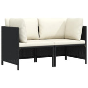 Divano da Giardino a 2 Posti con Cuscini in Polyrattan Nero cod mxl 73763
