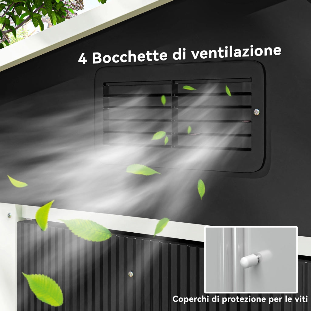 Capanno da Giardino ¨C Zephmum ¨C Grigio Scuro Acciaio 236x174x190cm