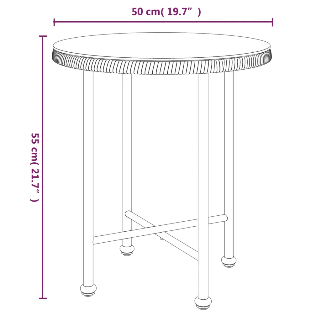Tavolo da Pranzo Nero Ã˜50 cm Vetro Temperato e Acciaio cod mxl 34226