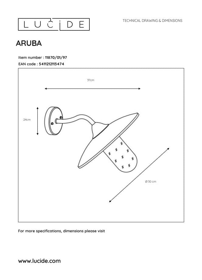 Applique esterna Lucide Aruba E27 IP44 ruggine bianco 24W
