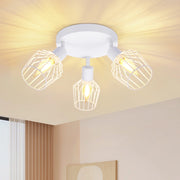 ZMH Faretto da soffitto bianchi 3 luci E14 metallo rotondi orientabili 350° industriali per corridoio soggiorno