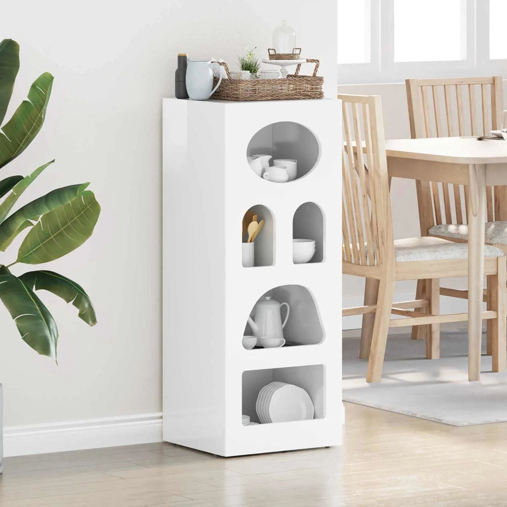 Credenza-Buffet-Armadio da cucina Bianco Lucido 40 x 35 x 100,5 cm Legno multistrato