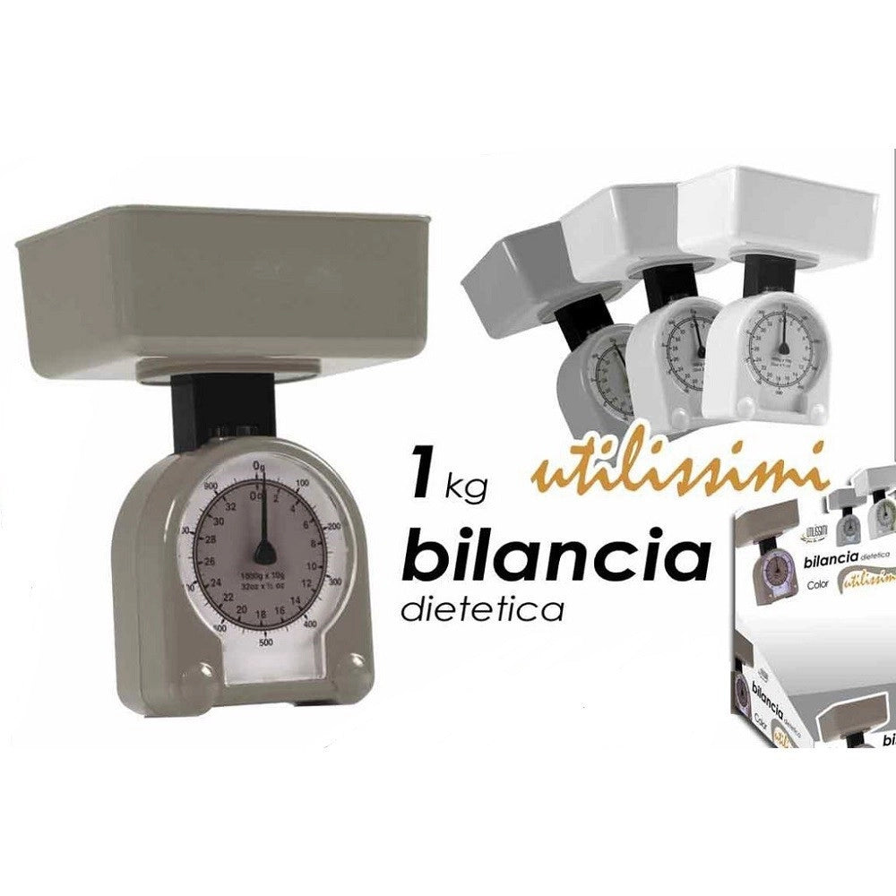 Trade Shop - Bilancia Dietetica Cucina Analogica 1kg Pesa Alimenti Piatto Vari Colori 684005 -