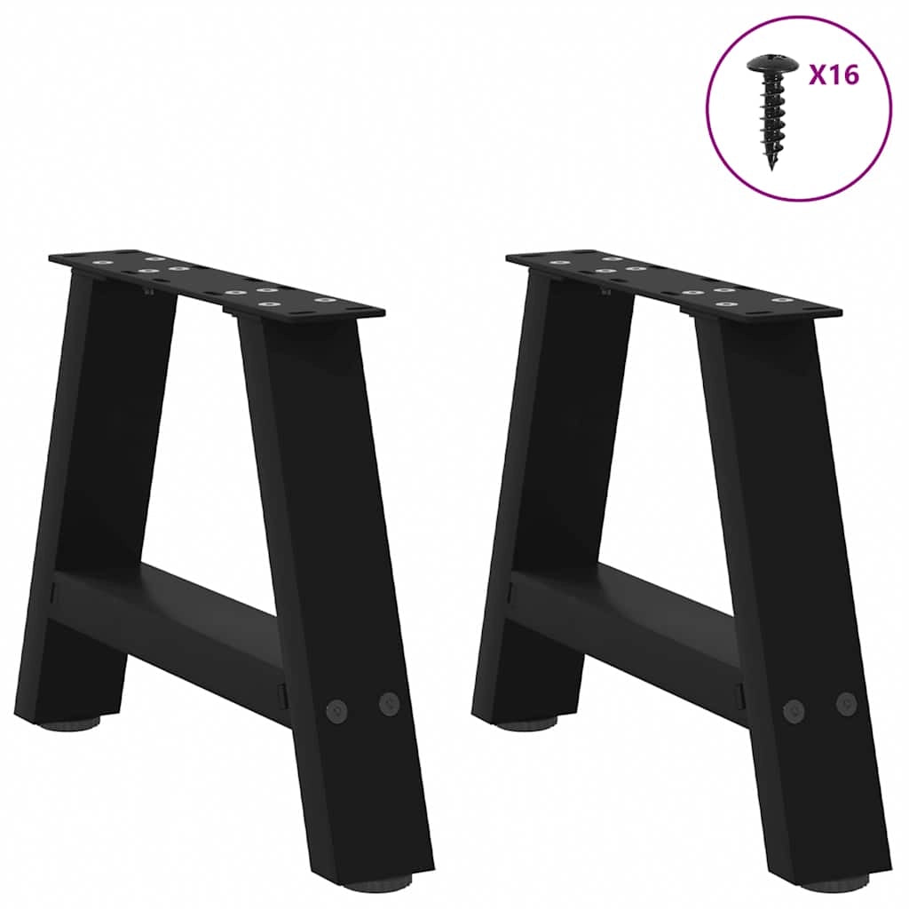 Set di 2 gambe per tavolino da caffè a forma di A 30 x 30 cm design moderno con piedini regolabili acciaio nero 02_0057088