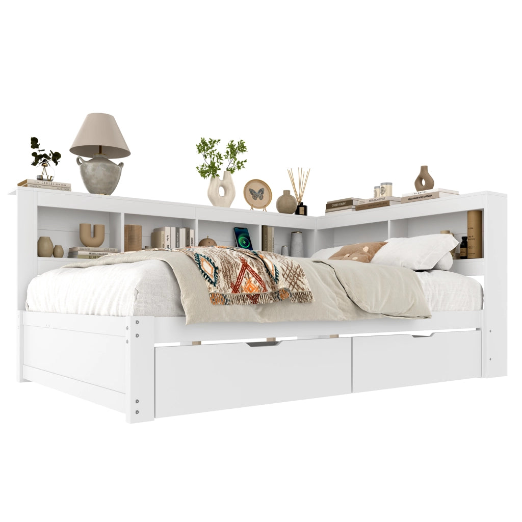 Letto divano con funzione letto a scomparsa in MDF e pino 140x200 cm