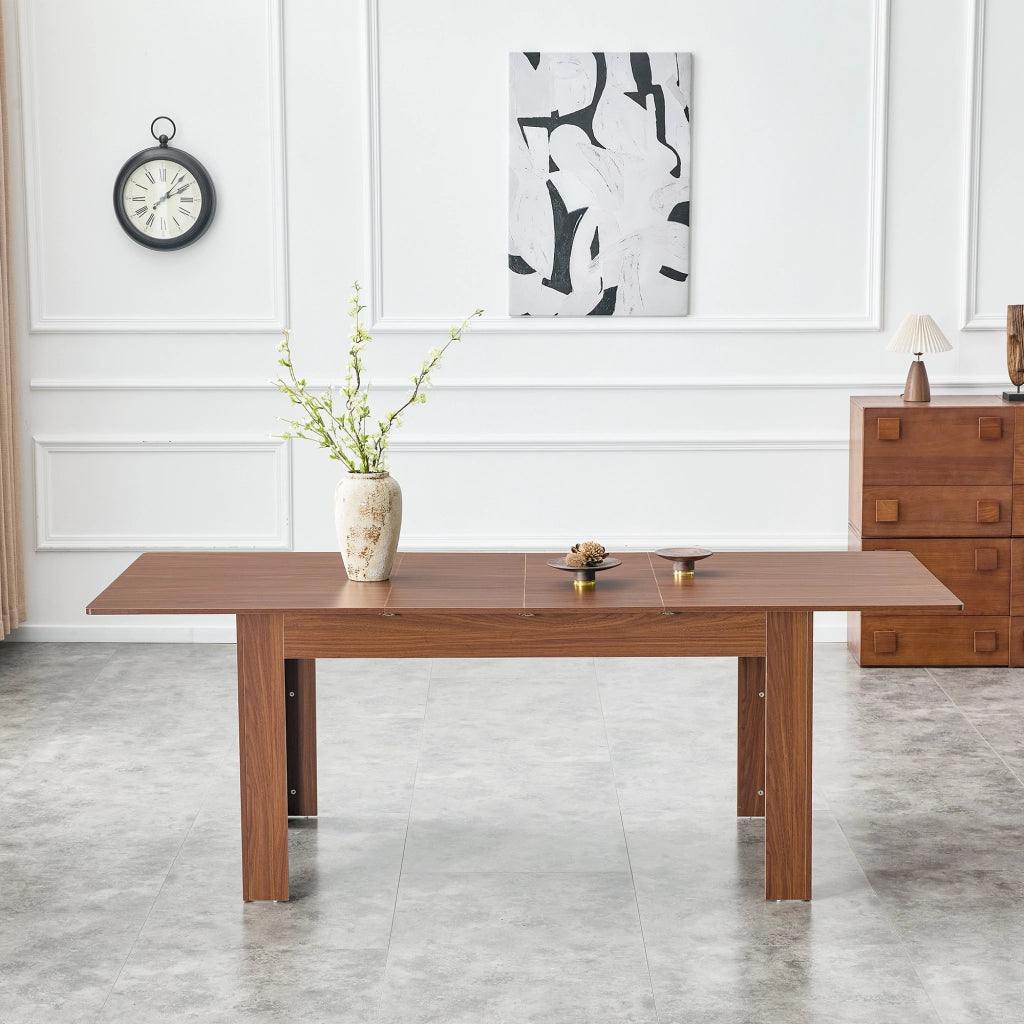 Tavolo da pranzo allungabile con 2 allunghe in MDF e finitura noce, per cucina e soggiorno 220 × 88,5 × 77 cm