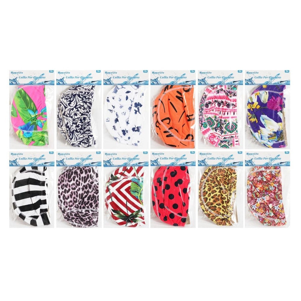 Trade Shop - Cuffia Nuoto Per Piscina Estate In Tessuto Unisex Varie Fantasie Miste 25x17 Cm 605435 -