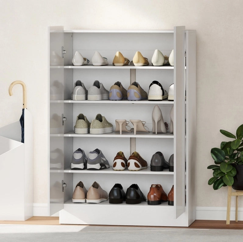 Scarpiera bianca a 5 livelli con ante soft-close e ventilazione