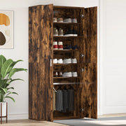 Mobile per Scarpe Rovere Affumicato 80x39x180 cm Legno Ingegnato