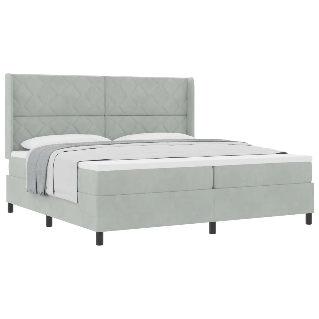 Letto a molle con materasso Grigio chiaro 200 x 200 cm Velluto 3342080