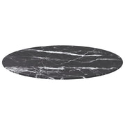 Piano per Tavolo Nero Ø30x0,8 cm Vetro Temperato Design Marmo 322265