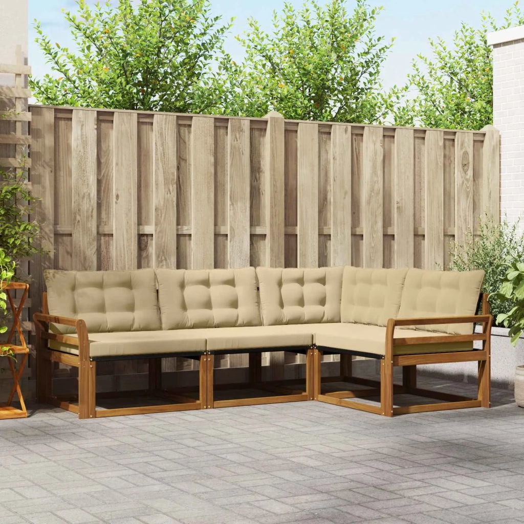 Set di divani da esterno con cuscino 4 pcs Naturale e Beige 3369412