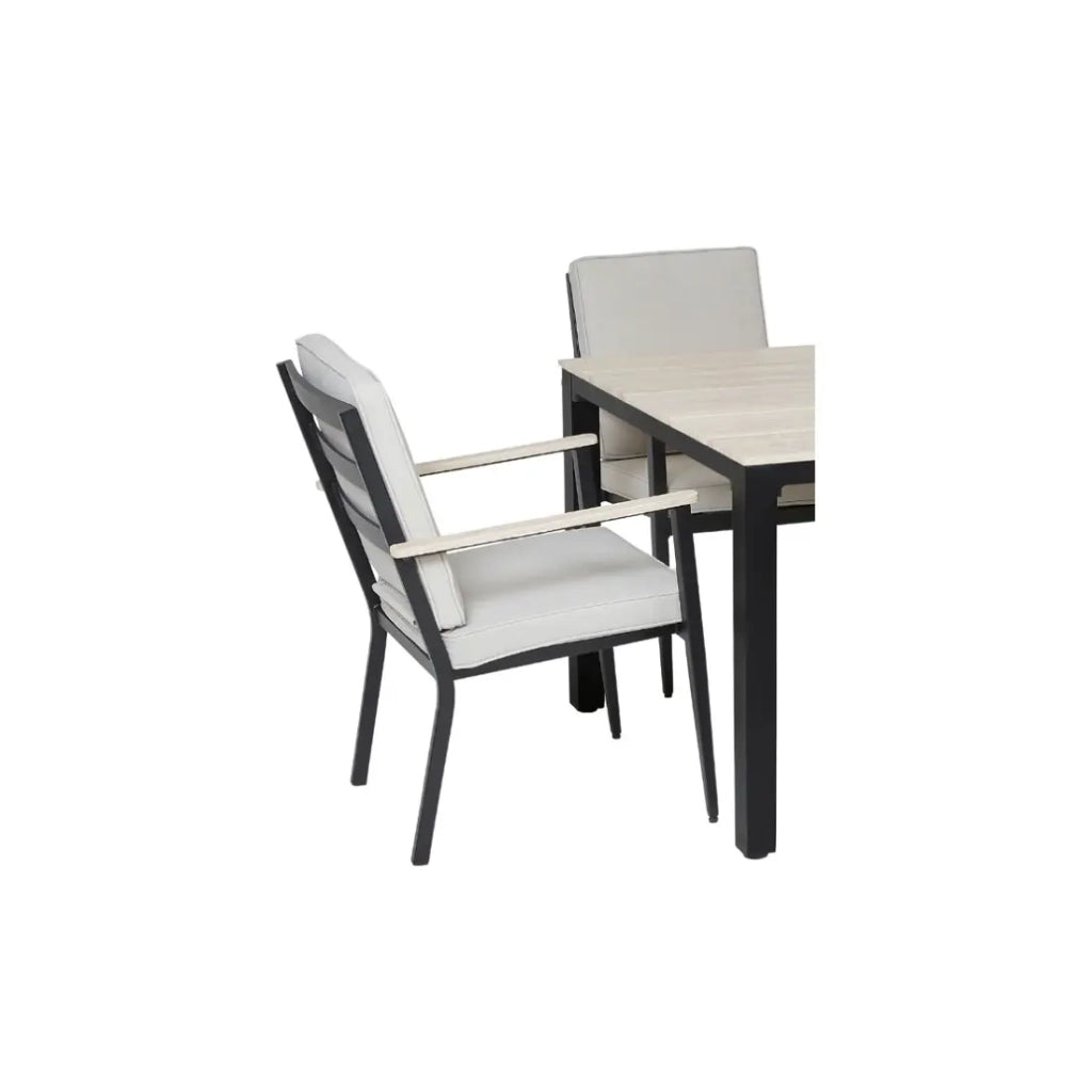 Salotto da giardino VARENA 6 posti in alluminio con tavolo da pranzo e sedie beige