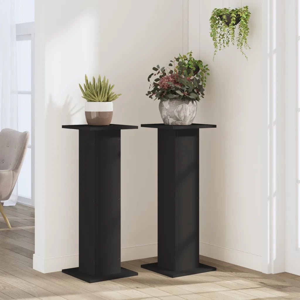 Supporti per Piante 2 pz Neri 30x30x80 cm Legno Multistrato