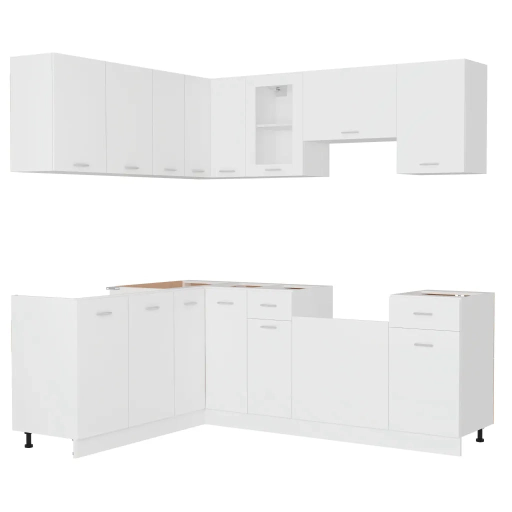 Set Armadi da Cucina 11 pz Lyon Bianco in Truciolato 3067665