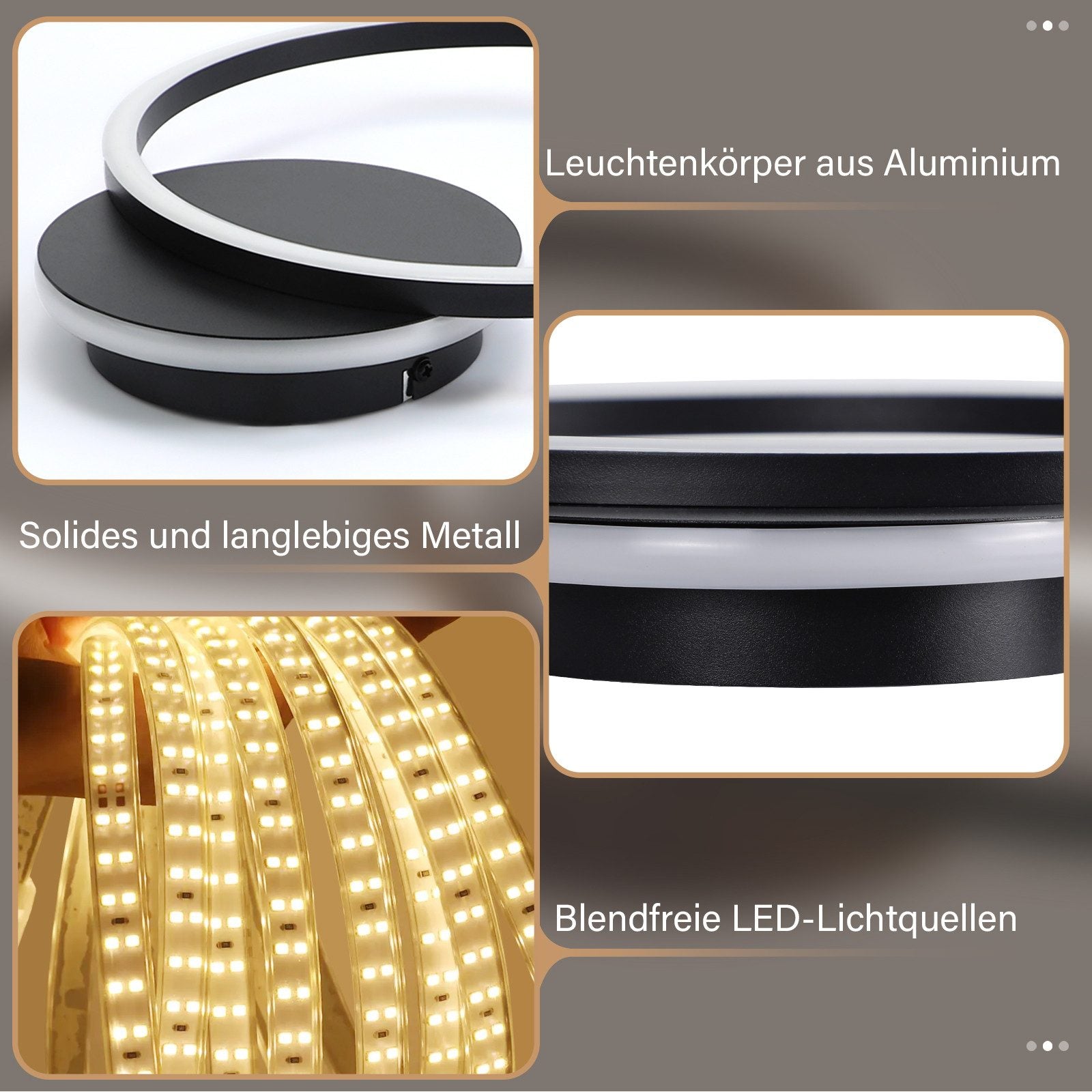 ZMH Lampada da soffitto plafoniera LED moderna 24W metallo 3000K per cucina corridoio