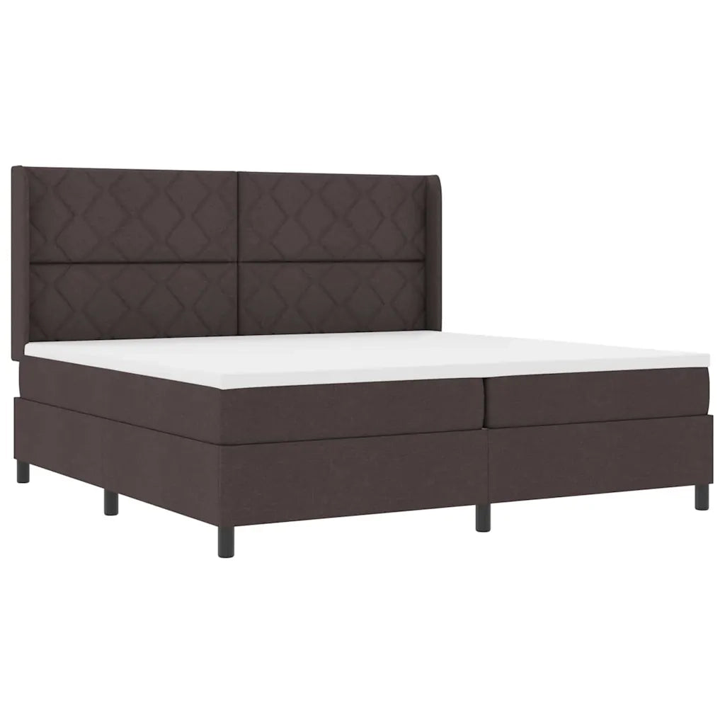 Letto a molle con materasso Marrone scuro 200 x 200 cm Tessuto