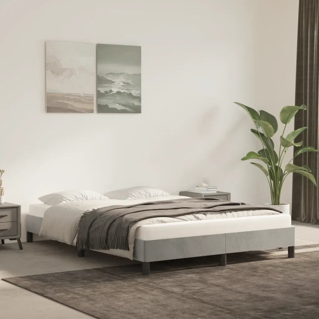 Letto matrimoniale | Letto per adulti | Giroletto senza Materasso Grigio Chiaro 140x200 cm Velluto