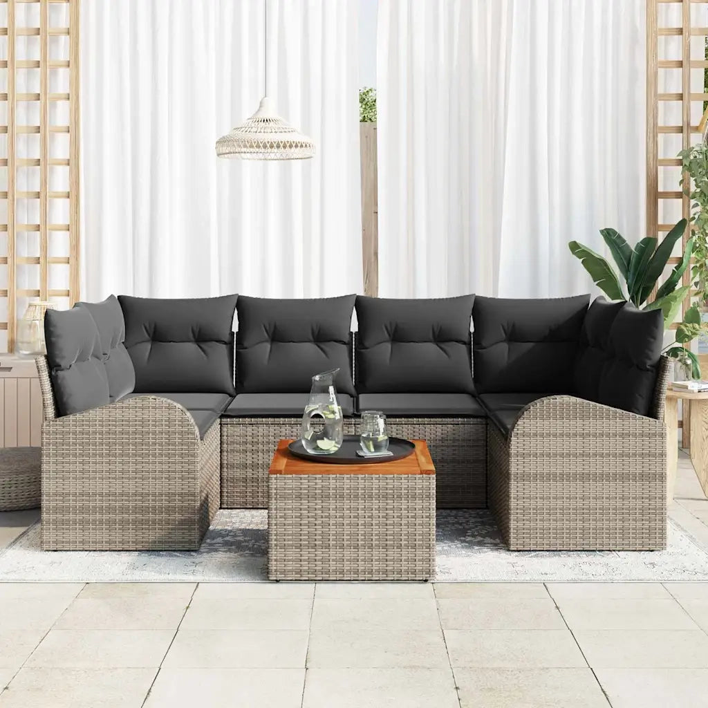 Set Divano da Giardino con cuscino 7 pcs Grigio polyrattan 3347531