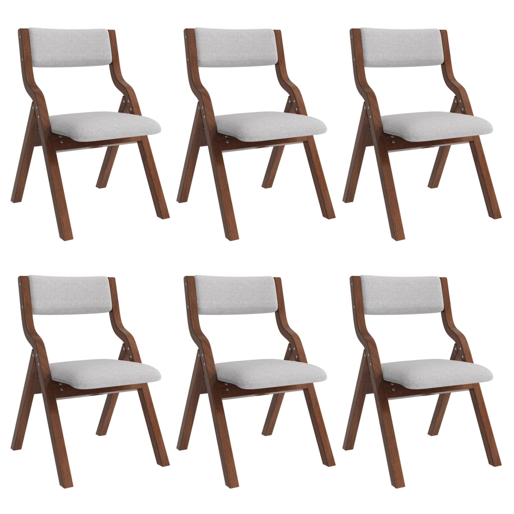 SEDIA Pieghevole da pranzo Set da 6 pezzi in legno massello e lino Grigio