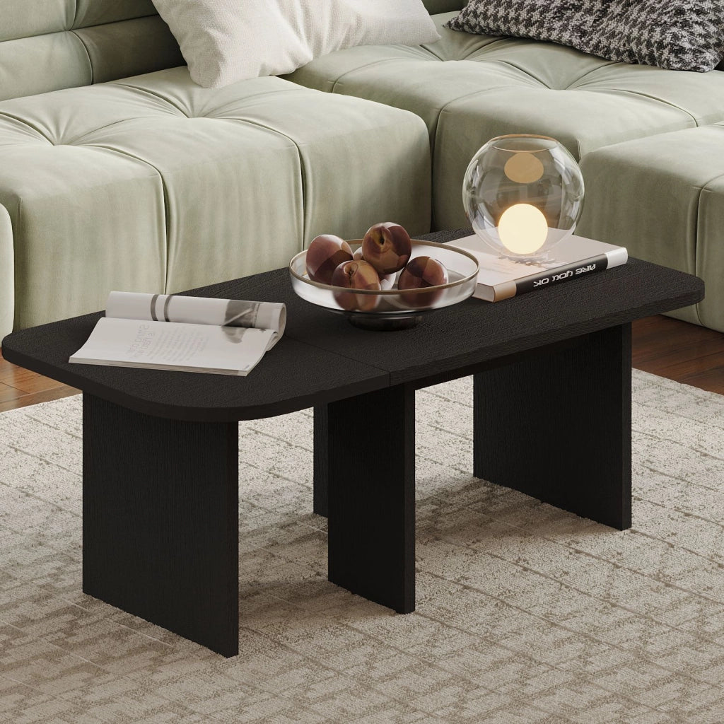 Set di tavolini in legno "Iris" - 90 x 45 x 35 cm - Nero