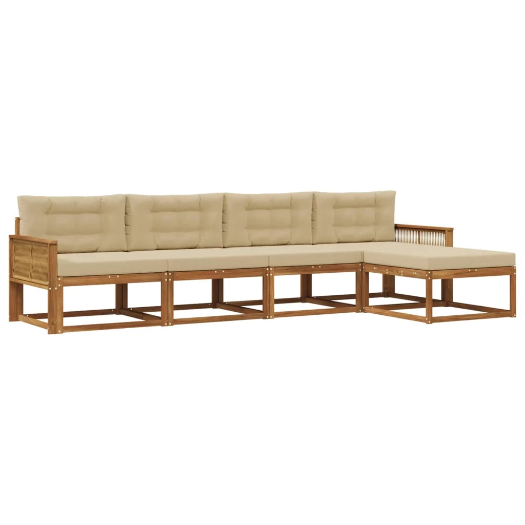 Set di divani da esterno con cuscino 5 pcs Naturale e Beige