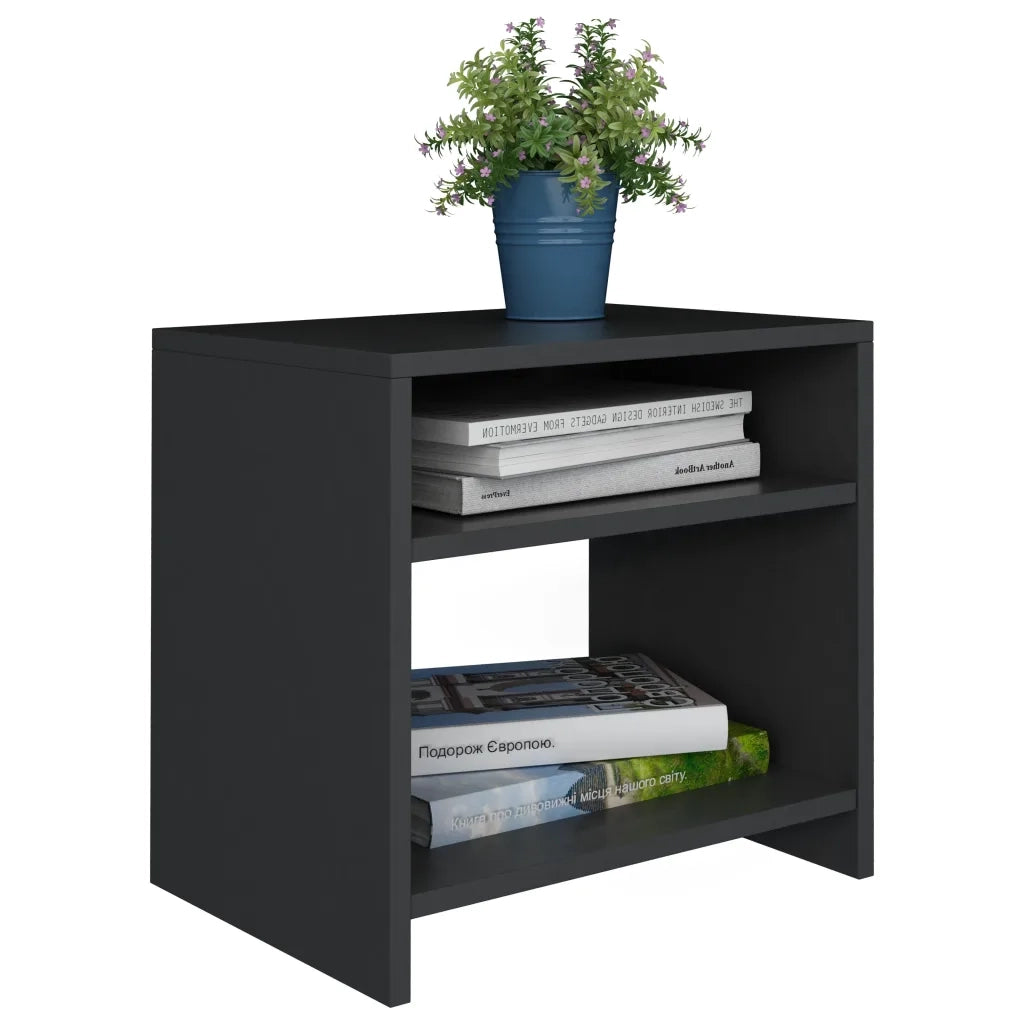 Set di 2 Comodini | Armadio da Notte | Mobiletto da notte Neri 40x30x40 cm in Legno Multistrato
