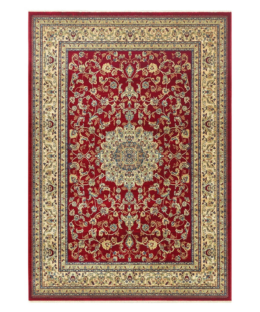 Tappeto KAZAKH 2154 rosso e beige cm.160x240 stile orientale persiano alta qualità con effetto lucente